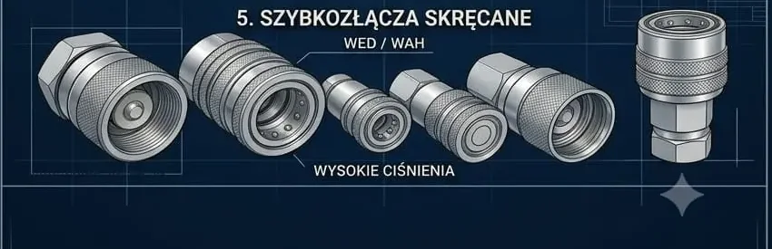 Szybkozłącza hydrauliczne - suchoodcinające, grzybkowe i skręcane